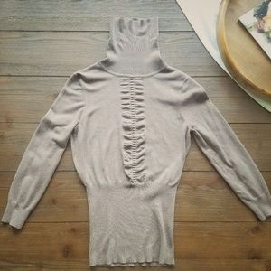 Tan beige turtleneck sweater ribbed design